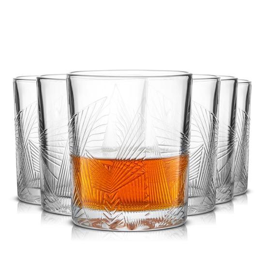 JoyJolt Gatsby Art Deco Whiskey Glasses - 10 oz - Set of 6